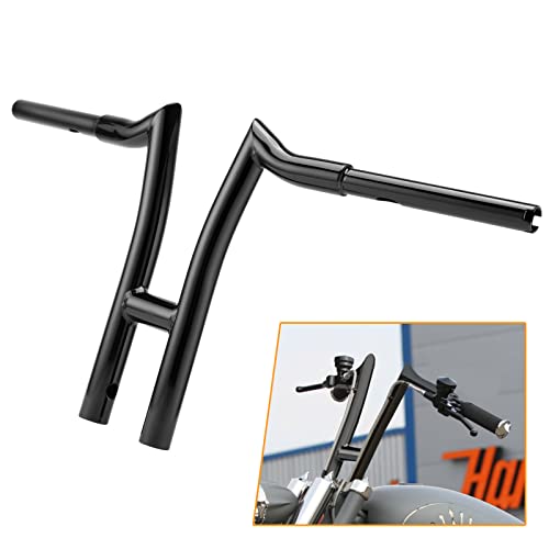 Mofun 12 Rise Handlebars Fat 1-1 4 T-Bar Ape Hanger Bar Gloss Black Fits for 1996-2021 Harley Sportster XL 1200 883,Harley Touring Road King,Dyna,Softail
