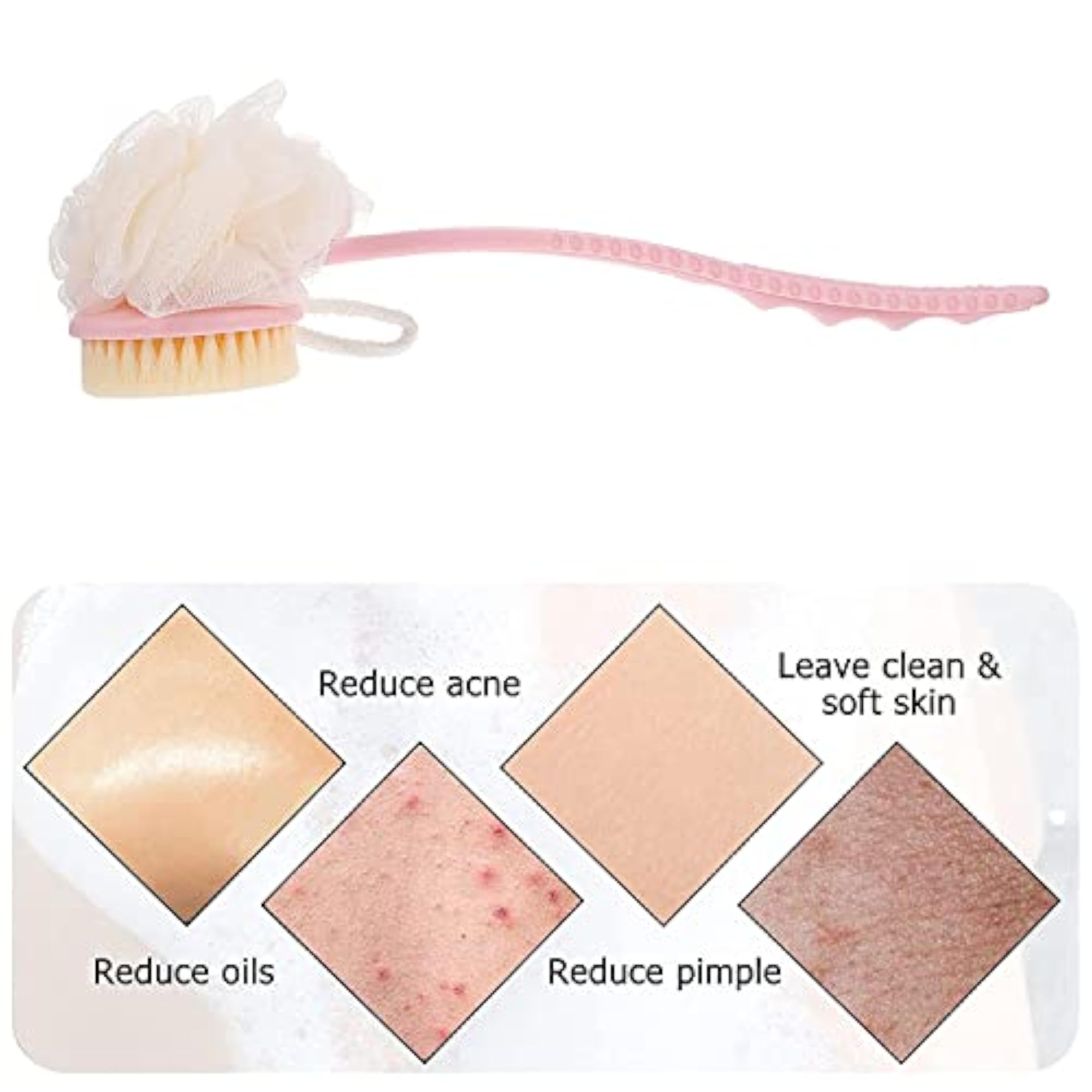 2 in 1 Body Brush - Back Loofah Brush with Bristles