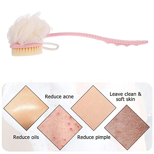 Image of 2 in 1 Back Body Bath Brush With Bristles and Loofah, Long Handle Back Scrubber for Bathing, Skin Exfoliating, Shower Cleaning and Daily Body Care