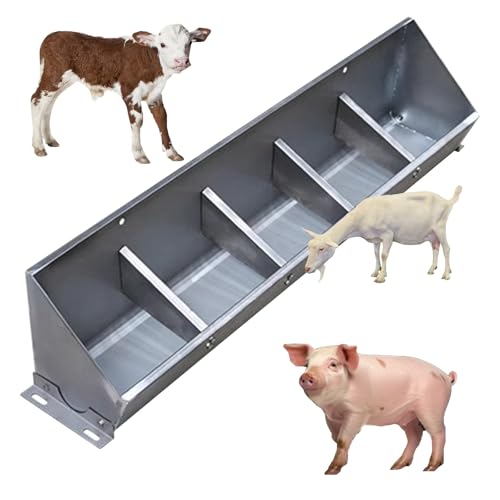 Mangiatoia, mangiatoia e abbeveratoio 2 in 1 in Acciaio Inox Resistente da 39,4", mangiatoia per suini, Ovini e bovini con Apertura inclinata, Soluzione per Animali da Fattoria da Montare su