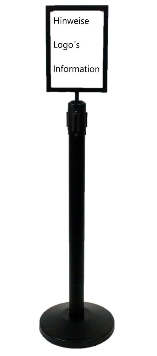 Desinfektionsständer Desinfektionsspender Hygienestation schwarz 500ml 110cm mit Plakathalter und Absperrseil