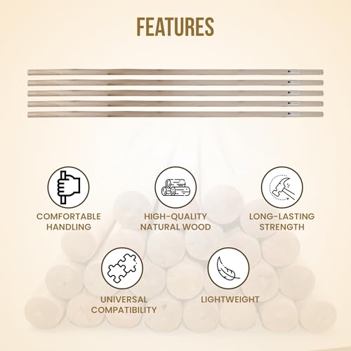 KMJ® Wooden Broom Handle (3 - Count) – Sturdy Wood Pole for Brooms, Mops & Brushes – Durable Wooden Handles for Tools and Cleaning Equipment - (Size 120 X 2.3 Cm) - Image 3