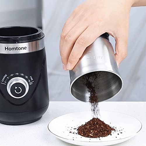 Homtone Coffee Spice Grinder Wet Dry, Adjustable Precision Grinding Mill with Time Setting, 25000rpm Powerful Grinder with 2 Removable Stainless Steel Cups for Coffee Bean/Nuts/Vegetables