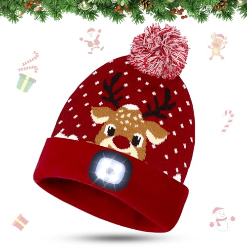SOETDERT Weihnachtsmützen LED, Unisex-Weihnachts Mütze, Weihnachten...