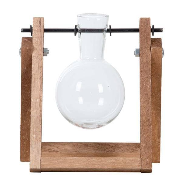 Support pour bouturage avec vase en verre - Station de culture hydroponique en bois - Vase en verre pour boutures et propagation des plantes - Décoration et idée cadeau