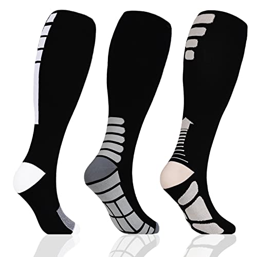 3 Pairs Plus Size Compression Socks Wide Calf Women Men Knee High 20-30 Mmhg Circulation For Swelling 2Xl 3Xl 4Xl 5Xl #TOP1