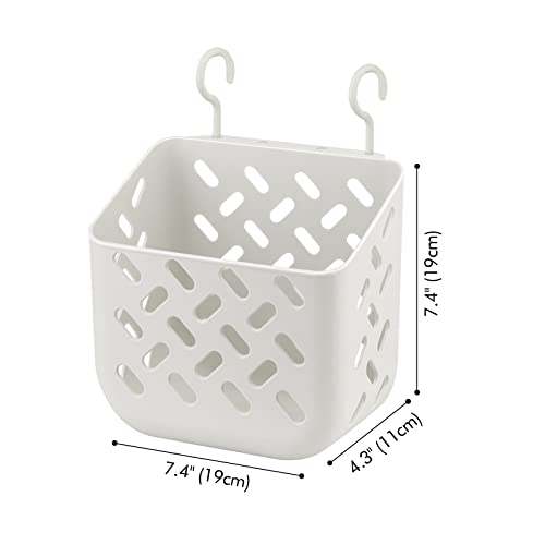 Lunmore Plastic Hanging Shower Caddy Basket, Bathroom Organizing Basket With Hook, Bedside Organizer For Bathroom, Kitchen, Dorm Room (2 Pcs, White-Gray) #TOP3