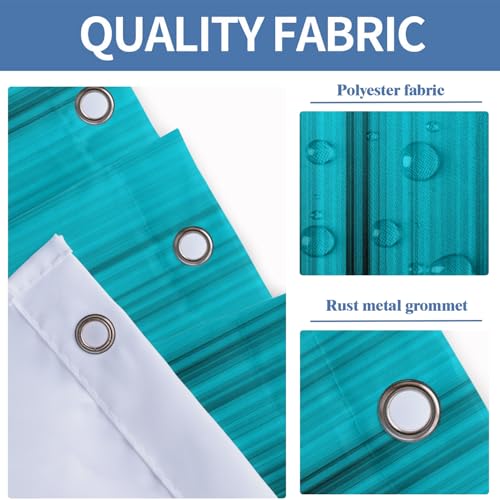 Image of AAtter Teal Shower Curtain Black Modern Gothic Goth Abstract Mens Boy Turquoise Aqua Ombre Blue Cool Anime Masculine Minimalist Dark Home Bathroom Decor Bathtub Set with 12 Hooks, 60x72 Inch, Gradient