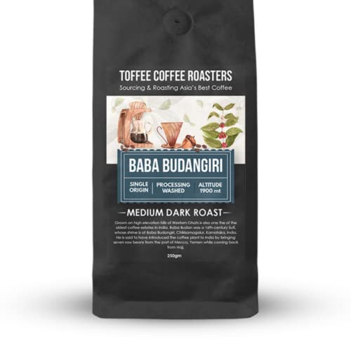 Image of Toffee Coffee Roasters | Baba Budangiri Coffee, Medium Dark Roast, 250 g | Grind: Whole Beans, Speciality Blend, 100% Arabica | Speciality Coffee | Freshly Roasted