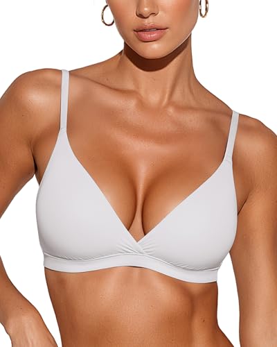Image of ProKloud WirelessTriangle Bralettes for Women Plunge Unlined Unpadded Bras | No Underwire Comfortable Everyday Tshirt Bra,Hook and Eye Closure
