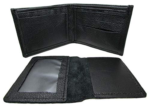 Men's Bifold Top Grain Leather Wallet With Removable ID Case USA Made (Black)2