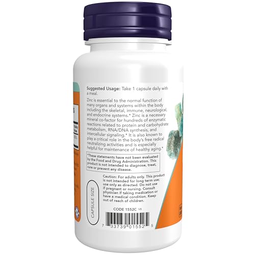 Image of NOW Foods Supplements, Zinc Picolinate 50 mg, Supports Enzyme Functions*, Immune Support*, 120 Veg Capsules (Packaging May Vary) (Pack of 12)
