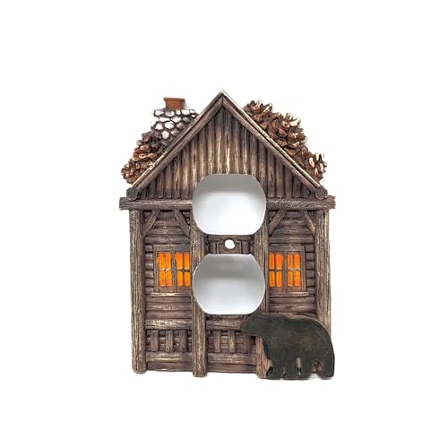 Plaque de recouvrement double sortie Cozy Cabin style maison rustique - 2