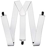 Foxxeo weiße Hosenträger für Damen und Herren für 20er Jahre Mafia Kostüm Karneval und Fasching Party weiß
