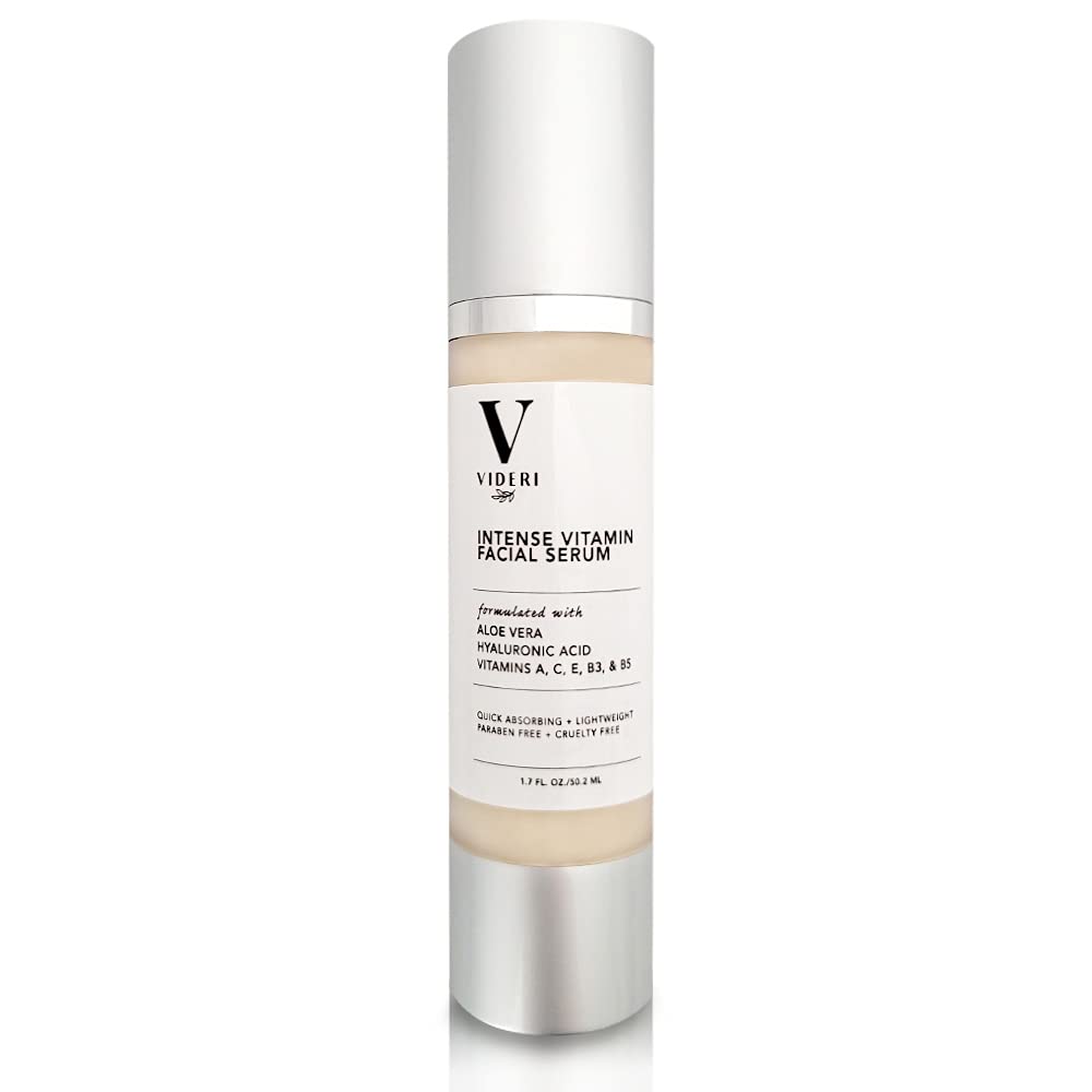 Videri Gua Sha Face Serum with Aloe Vera, Vitamin C, E, A, B3, B5, Hyaluronic Acid – Paraben & Cruelty Free (Vegan)