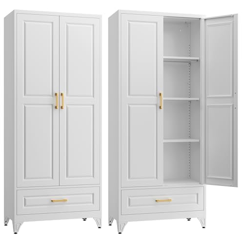 Image of SteeLoong 75 inch Metal Storage Cabinet with Doors and 3 Adjustable Shelves