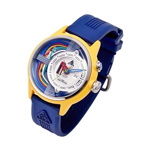 The Electricianz Cable Z Mens Designer Watch - Led Light Up Dial, Swiss Design, Unique Electric Module - Tough Nylon Case 1.8 Inch, Cobalt Blue Rubber Strap #TOP4
