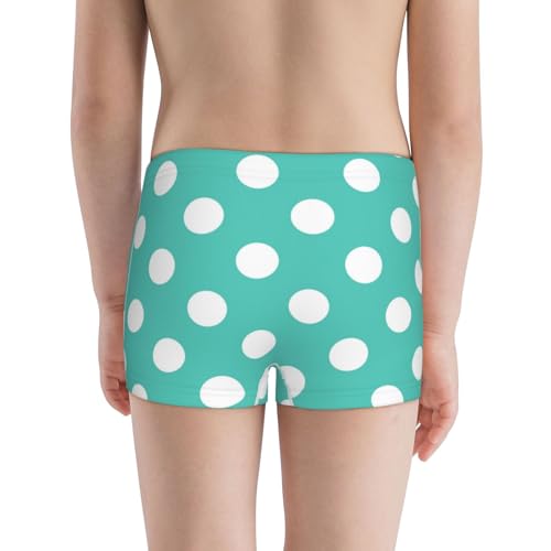 Boys' Cotton Boxer Brief Soft Underwear-Teal Turquoise And White Polka Dot3