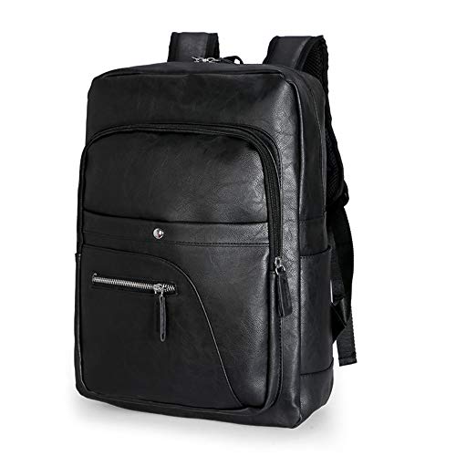 Mochila de hombre de viaje urbana casual retro en cuero suave PU negro