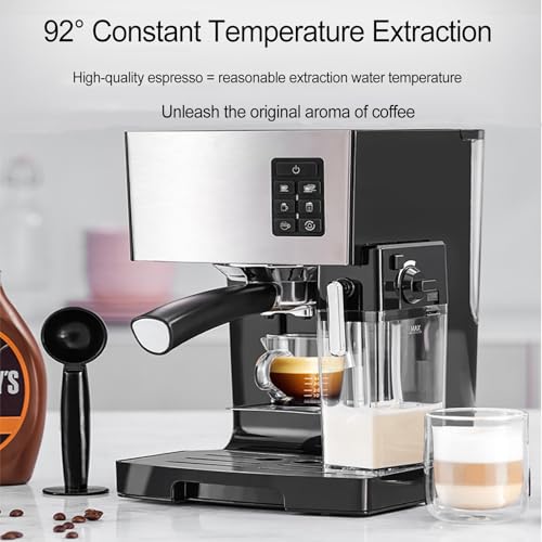LISHAOHU Professional Coffee Machine, Small Stainless Steel Coffee Machine, Semi-Automatic Espresso Machine With Milk Foam Steam Wand, Multifunctional Machine, 1.4 Liter Removable Water Tank - Image 6