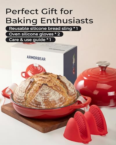 Image of 5QT Enameled Cast Iron Sourdough Bread Oven for Homemade, Red