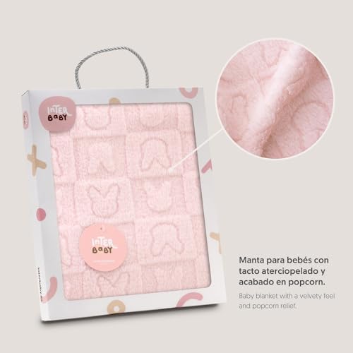 Miniatura 5 de Interbaby - Manta Bebé Recien Nacido Extrasuave De Sherpa Grabada Conejitos, Cómoda, Cálida Manta Meses Bebé 80x110cm, Unisex, Para Cunas, Carritos