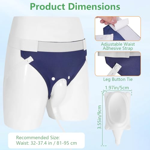 Wearable Urine Collector Set with Breathable Fixed Pants, 1.2M Catheter, Urinary Drainage Bags (1000ml*2, 2000ml) for Day and Night Use, Silicone Urine Collection Pouch, Navy Blue by GRLEAYIE - Image 3