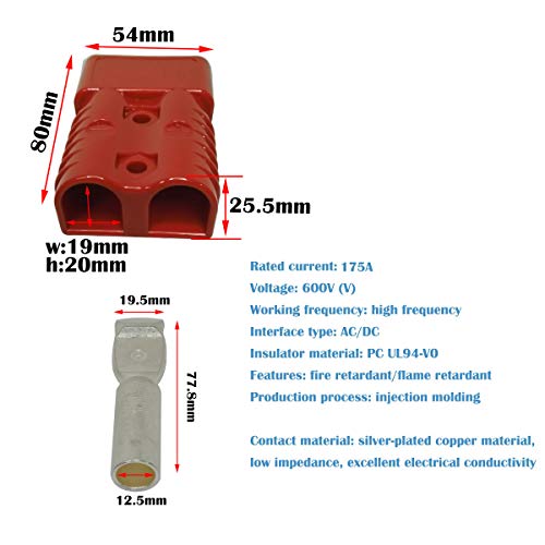 Connecteur de batterie 175A robuste avec boîtier modulaire isolant