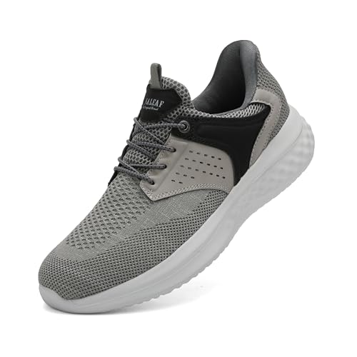 ANALEAF Men's Walking Shoes Breathable Running Sneakers Daily Wear Casual Shoes Grey