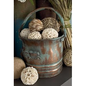 Deco 79 Metal Indoor Outdoor Planter Patina Tulip Style Bucket Small Planter Pot with Stationary Handles Set of 3 Planters 13 11 9W Copper