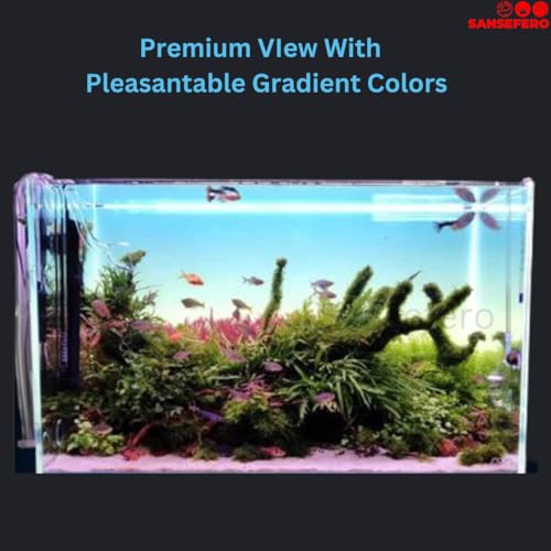 Image of Premier Plants Aquarium Fish Tank Background Blue and White Sticker Poster for Aquarium Background Gradient Poster (2 Feet Height & Length)