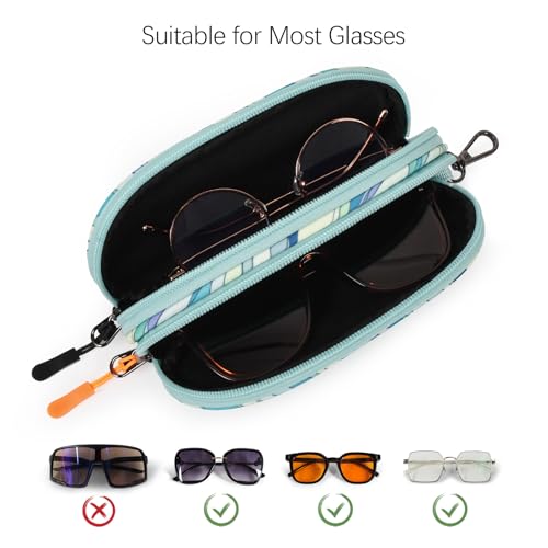 Image of Double Eyeglasses Case Soft Portable Zipper Sunglasses Pouch with Keychain Clip for Men Women