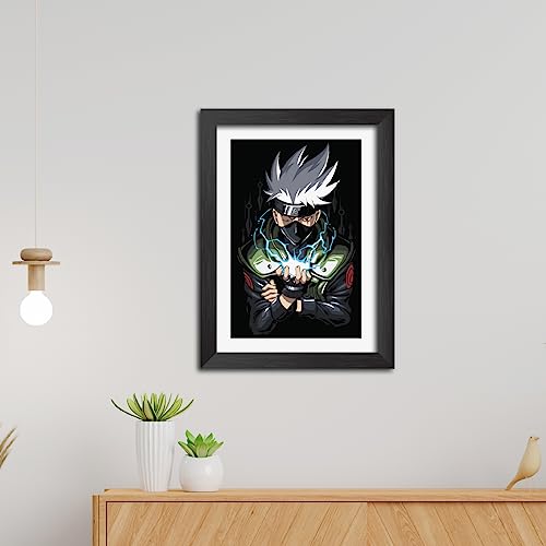 Image of TenorArts Kakashi Hatake Posters Naruto Anime Poster Laminated Photo Frame Painting with Matt Finish Black Textures (12inches x 9inches)