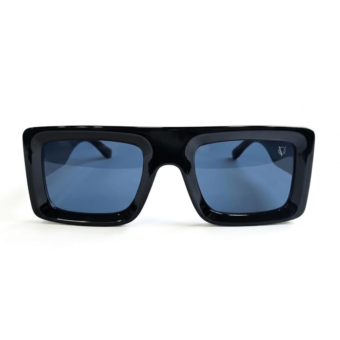Onyx Horizon Black Rectangle Sunglasses for Men & Women | UV400 Protection | Lightweight Anti-Glare Designer Sunglasses for Driving, Travel, Outdoor & Daily Wear-image-21