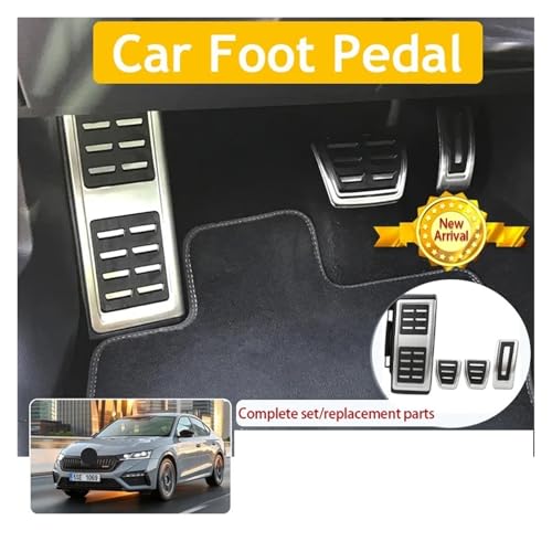 Car Foot Pedals Compatible For Skoda Octavia MK4 2019 2020 2021 2022 2023 2024 2025 Brake Pedal Stainless Accelerator Cover Auto Acessories(Style C) - 2
