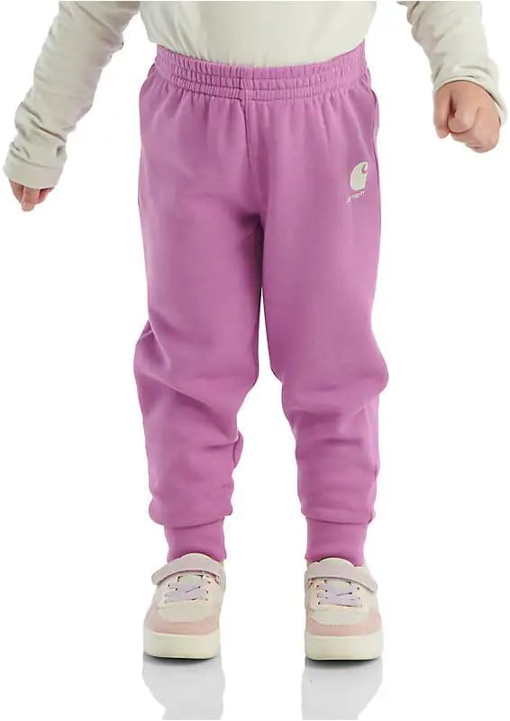 Carhartt Baby Girls Newborn Infant 9482 Fleece Logo Sweatpant, Iris Orchid Heather- 12 Months
