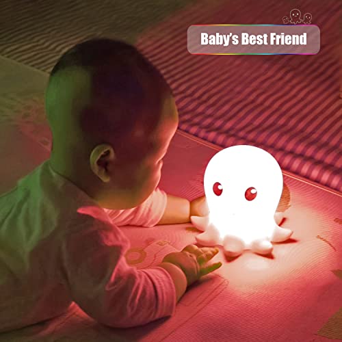 Cometmars Toddler Night Lights, Silicone Octopus Light For Breastfeeding, Nursery Squishy Lamp, Cute Animal Bedside Lamp For Baby Kids Teens, Soft Nightlight With Touch Sensor For Bedroom #TOP1