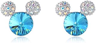 HERMOSO Lovely Mickey Mouse Crystal Stud Earrings for girls/kids/womens, 925 Post jewellery Gift Not allergic