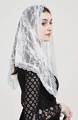 FANFAN Church Veil Cathdral Veils Lace Mantilla chapel Veil Y021 (white)