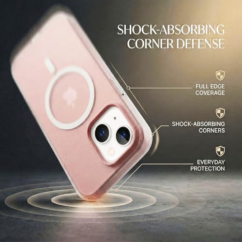 Image of amazon basics Luxury MagSafe Compatible Magnetic Case for iPhone 15 | Soft Touch Matte Pastel Finish | Shockproof Back Cover with Camera Protection (Pink)