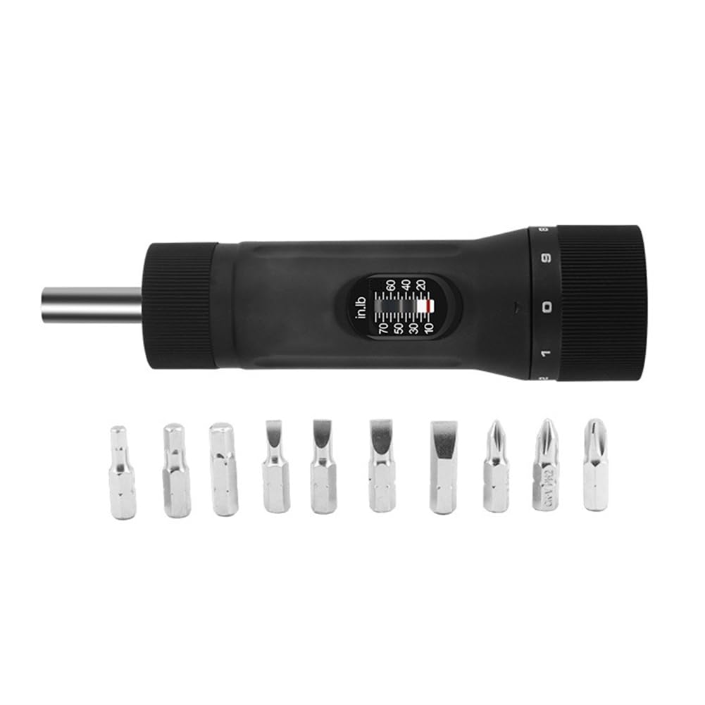 Ijsdnvjndx Black Torque Screwdriver 1/4" Drive 10Pcs Bits Set With 10-70 In-Lbs Range Wrench Driver