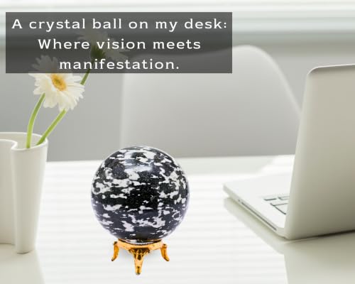 Image of Certified Black & White Tourmaline Crystal Ball for Meditation - Premium Crystal Vastu Items for Home and Feng Shui Items for Good Luck - Ideal for Pooja Supplies and Spiritual Practices (2.5 inch Inch)