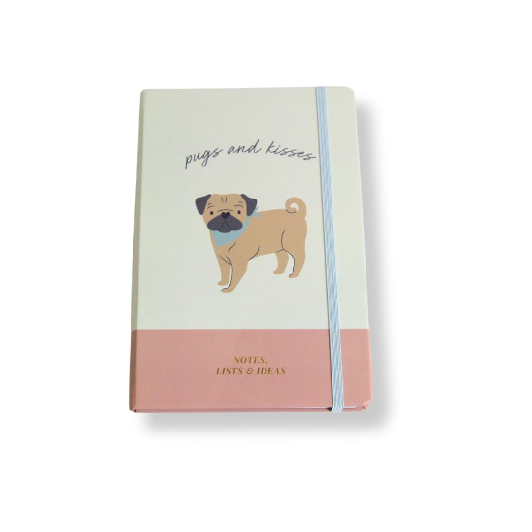 Cute CREATIONS A5 Notebook Hardcover, Journal lined for Writing, Working, Study, Planning, Diary, Journaling, Gift with Cute Dog Design (1, Pug)