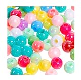 ⭐️_FARBE / MAßE: die Perlen aus Kunststoff sind rund und besitzen einen Durchmesser von 6mm (0,6cm). Die Lochung beträgt 1,9mm. Die Farben sind verschieden, es erwartet Sie ein bunter opaker Mix (zufällig gemischt).