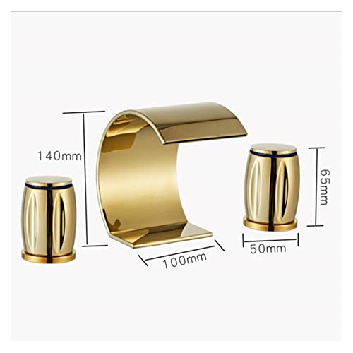 Mitigeur de lavabo salle de bains 3 trous cascade noir mat laiton 8 pouces
