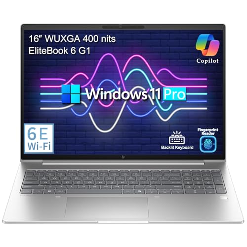 Image of HP EliteBook 6 16 inch Business Laptop, AMD Ryzen 5, 32GB DDR5 RAM, 1TB SSD, Backlit Keyboard, Fingerprint Reader, Windows 11 Pro