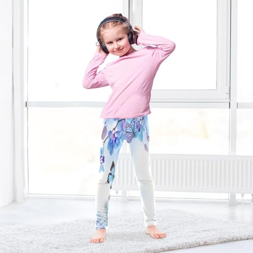 Toddler Girls Leggings Printed Yoga Pants Leggings Water Blue Butterfly for Kids4