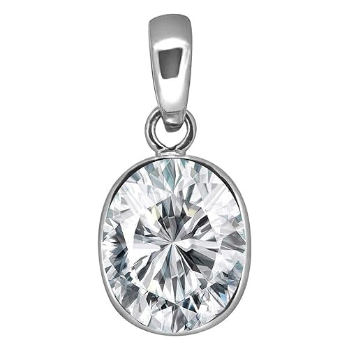 JAGDAMBA GEMSGEMS Natural 12.38 Carat White Zircon Pendant/Locket American Diamond Zircon Stone Pendant for Men and Women