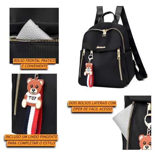 TOKSHOP Mochila Feminina Pequena Reforçada Bolsa Espaçosa e Estilosa (Cinza)