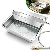 Boajf Automatic Dog Water Dispenser with Drain Hole, 304 Stainless Steel Auto Water Dog Bowl with Float Valve, Hose Quick Connect Fitting, Automatic Livestock Waterer for Horse, Chicken (4 Gallons)
